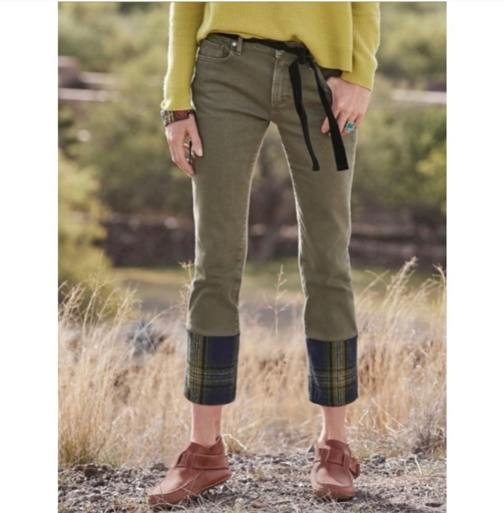 Driftwood Fall Plaid Hem Collette Straight Leg Jeans Size 27